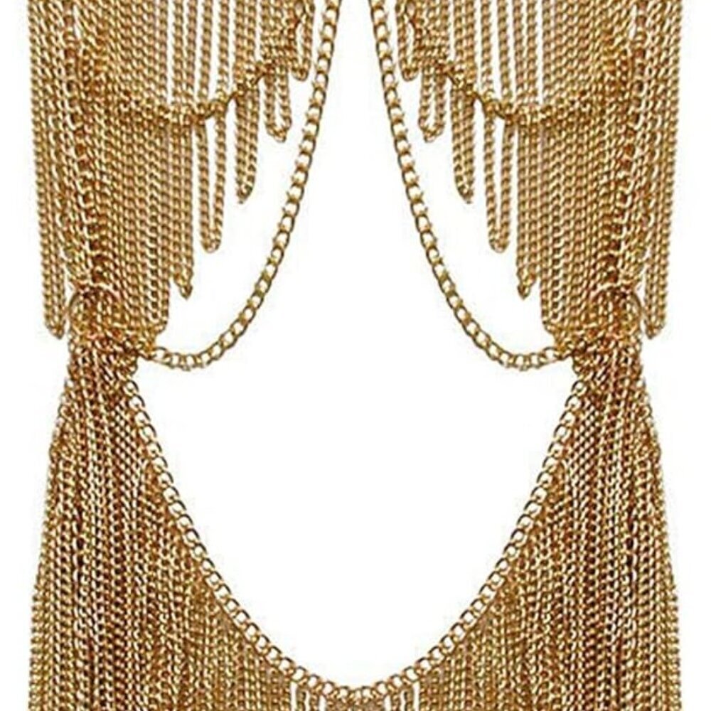 Women's Gold Rhinestone Alloy Body Chain Adjustable Romantic Accessory